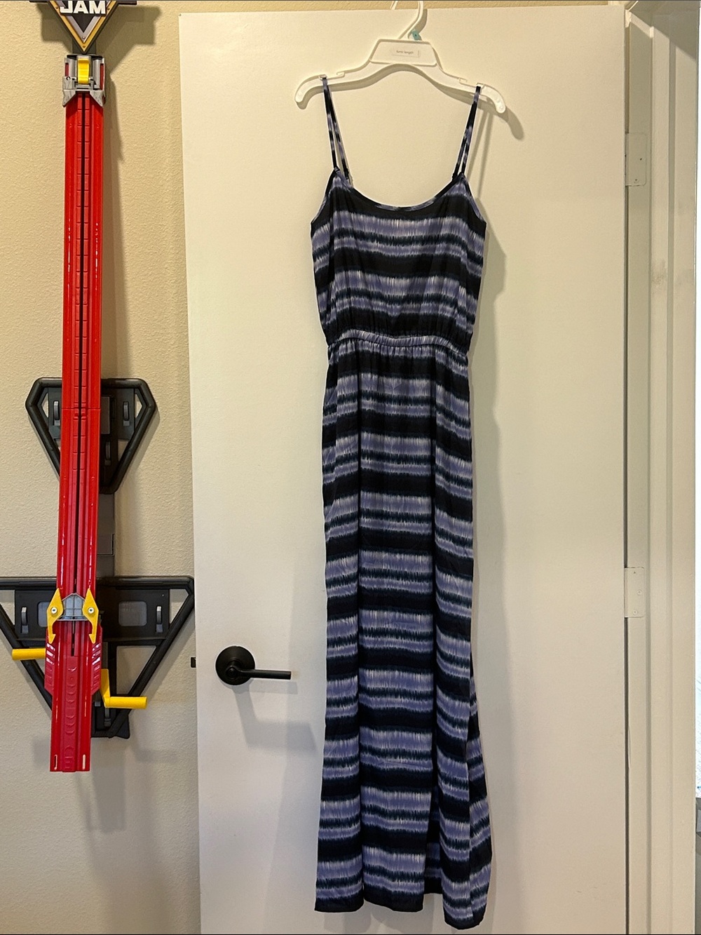 Striped Sleeveless Maxi Dress in Blue and Black